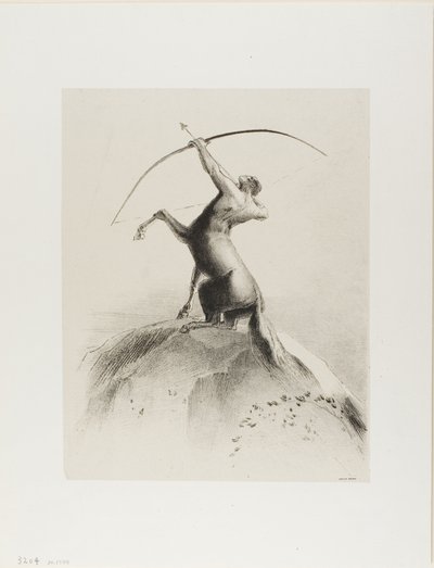 Zentaur zielt auf die Wolken von Odilon Redon