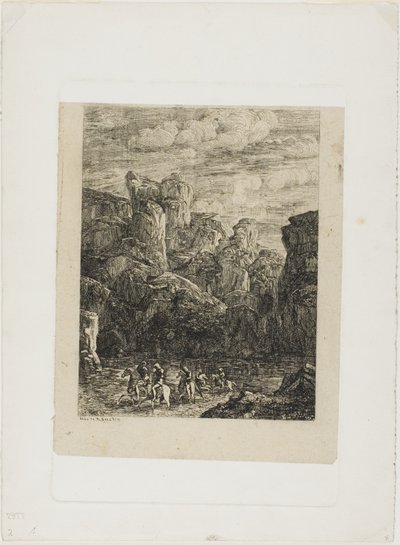 Die Furt: Landschaft mit Reitern von Odilon Redon