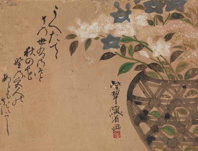 Glockenblumen im Korb von Ogata Kenzan