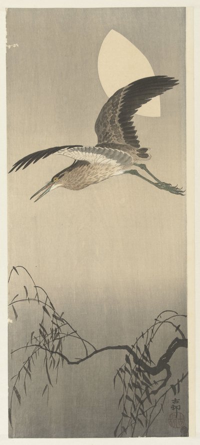 Reiher und Mond von Ohara Koson