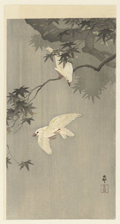 Vögel im Regen von Ohara Koson