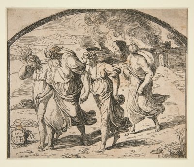 Lot und seine Familie fliehen aus Sodom von Orazio Borgianni