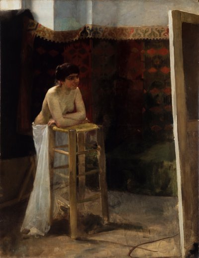 Weibliches Modell in einem Studio von Oscar Gustaf Bjorck