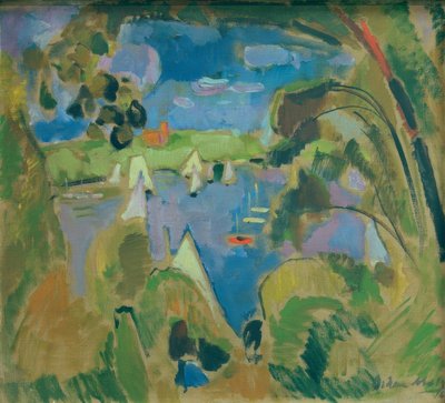 Blick auf die Havel großes Fenster, Berlin von Oskar Moll