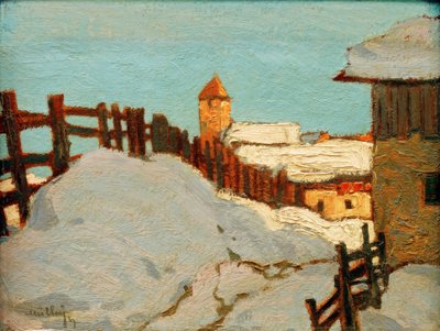 Dorf im Winter von Oskar Mulley