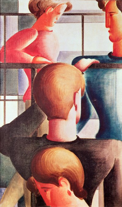 Gruppe an einem Geländer von Oskar Schlemmer