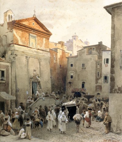 Beerdigung in Palestrina von Oswald Achenbach