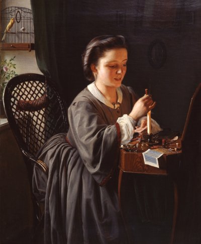 Frau im Innenraum von Otto Bache