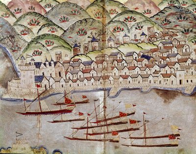 Osmanische Kunst: Ansicht von Marseille, Frankreich (Miniatur) von Ottoman School