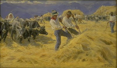 Dreschen in den Abruzzen. Civitá d