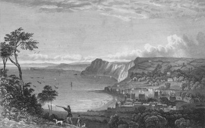 Sidmouth, von den Klippen in Richtung Seaton, 1832 von P. Heath