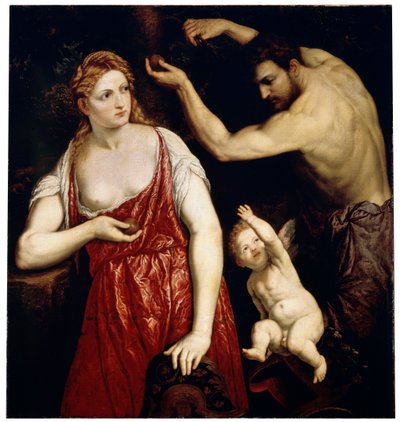 Venus und Mars mit Amor, 1550er Jahre von Paris Bordone