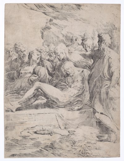 Grablegung nach links, 1529-1530 von Parmigianino