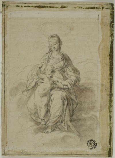 Jungfrau und Kind auf Wolken sitzend von Parmigianino