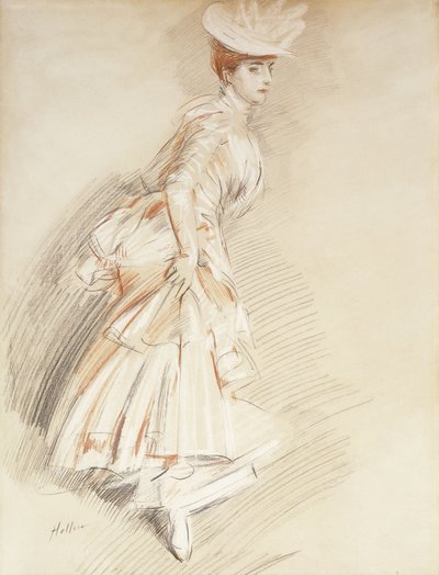 Eine elegante Dame, stehend in voller Länge von Paul Cesar Helleu