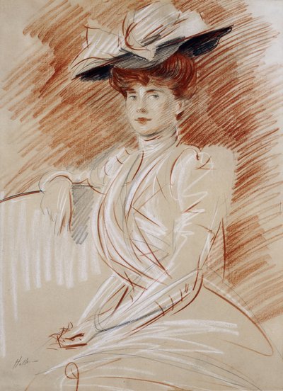 Madame Helleu mit Hut von Paul Cesar Helleu