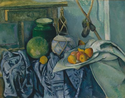 Stillleben mit Ingwertopf und Aubergine von Paul Cézanne