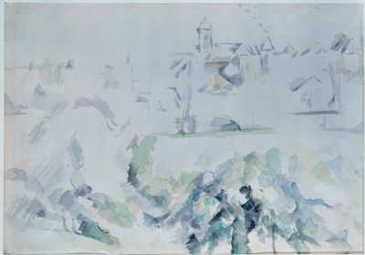Kirche und Bäume von Paul Cézanne