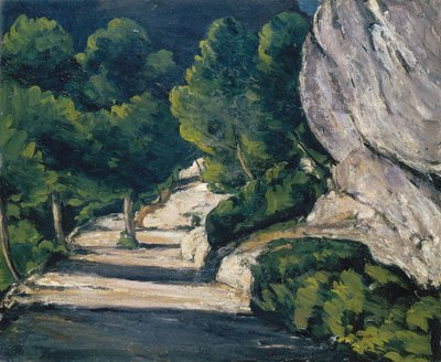 Landschaft. Straße mit Bäumen in den Rocky Mountains von Paul Cézanne