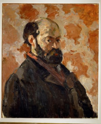 Selbstbildnis vor rosa Hintergrund von Paul Cézanne