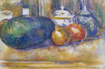 Stillleben mit einer Wassermelone und Granatäpfeln von Paul Cézanne