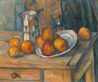 Stillleben mit Milchkrug und Obst von Paul Cézanne