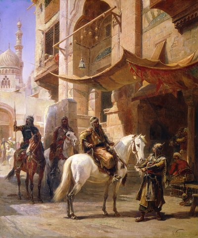 Arabische Krieger in einer Straße von Paul Dominique Philippoteaux
