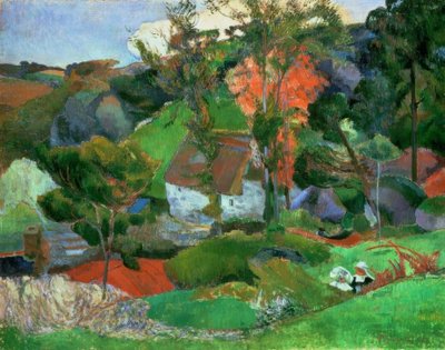 Die Frau mit dem Krug, oder Landschaft in Pont-Aven von Paul Gauguin