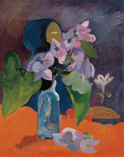 Stillleben mit Blumen und Idol. Um 1892 von Paul Gauguin