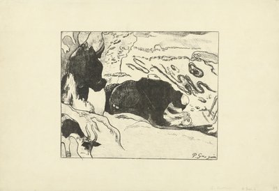 Zwei Wäscherinnen waschen Kleidung am Wasser von Paul Gauguin