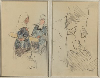 Zwei bretonische Frauen; Landschaft [recto] von Paul Gauguin
