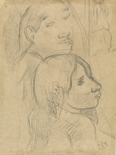 Zwei Marquesaner [verso], um 1902 von Paul Gauguin