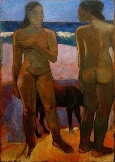 Zwei Tahitianerinnen am Strand von Paul Gauguin