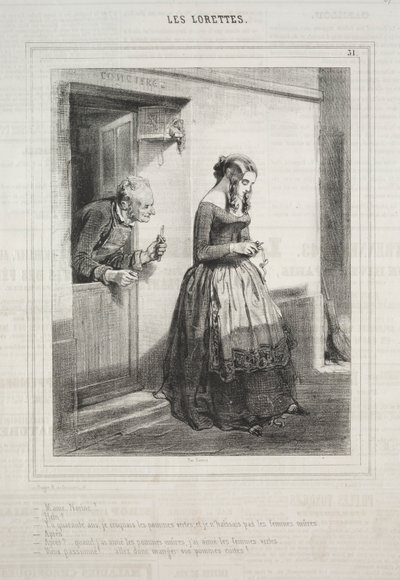 Les Lorettes, 1842 von Paul Gavarni