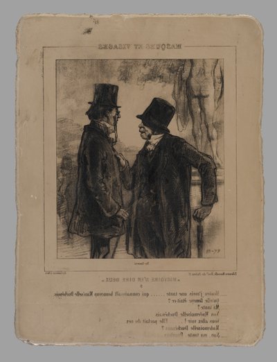 Lithografiestein für Mosieu von Paul Gavarni