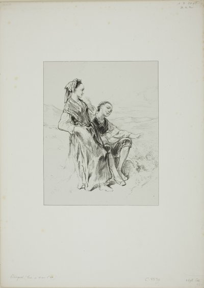 Ohne Titel (Zwei baskische Mädchen) von Paul Gavarni