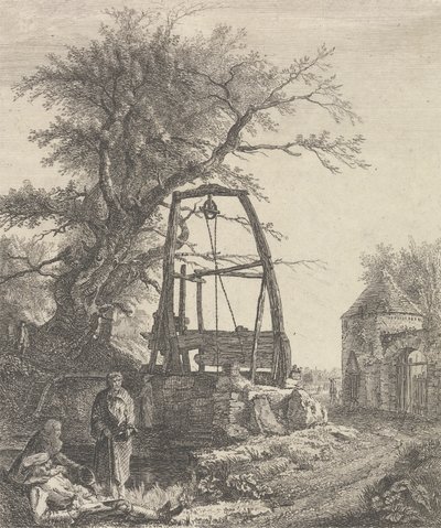 Schottische Bettler ruhen sich in der Nähe eines Brunnens aus von Paul Sandby