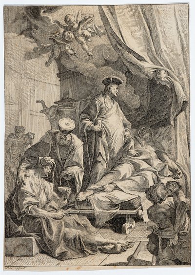 Die Heiligen Cosmas und Damian, Kranke pflegend von Paul Troger