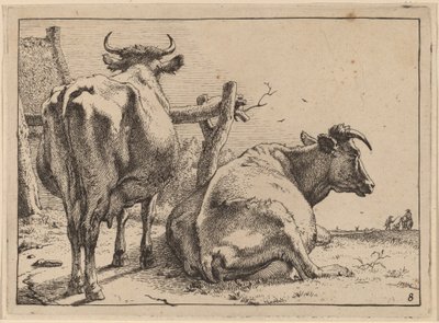 Zwei Kühe von hinten gesehen von Paulus Potter