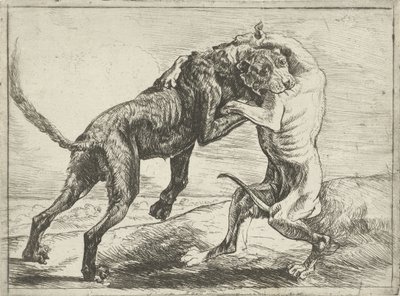 Zwei kämpfende Hunde von Pauwels van Hillegaert