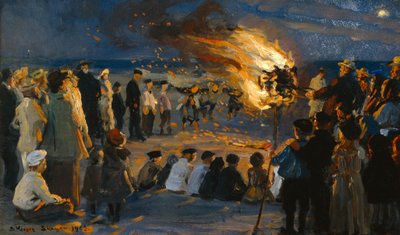 Mittsommerfeuer am Strand von Skagen von Peder Severin Krøyer
