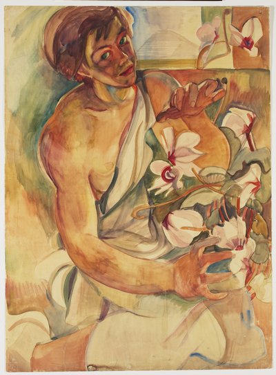 Pegi mit Alpenveilchen von Pegi Nicol Macleod