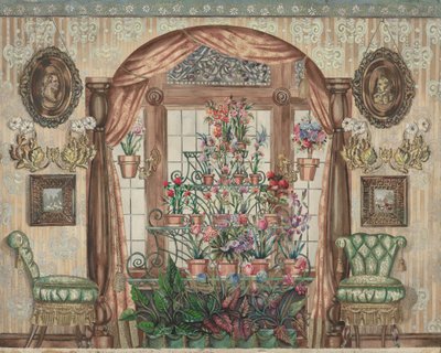 Wintergartenfenster mit Blumen von Perkins Harnly