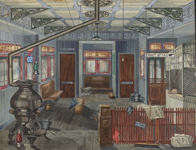 Innenansicht der El-Station, 1935-1942 von Perkins Harnly