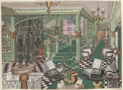 Lobby des Melrose Hotels, 1880 von Perkins Harnly
