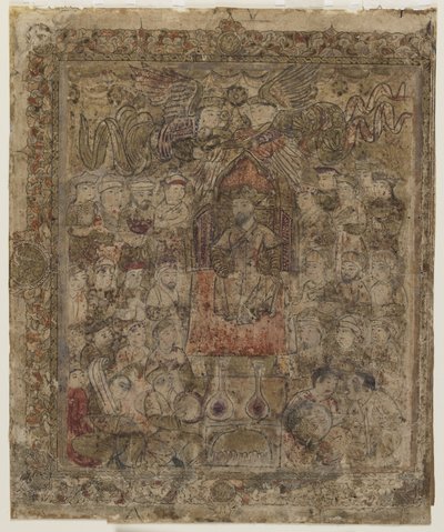 Ein Herrscher auf dem Thron, aus einem Shahnama von Persian School