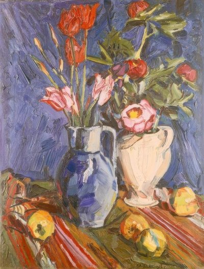 Blumenstillleben mit Äpfeln von Peter August Böckstiegel