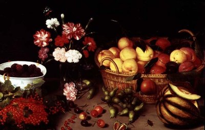 Stillleben mit Blumen und Früchten von Peter Binoit