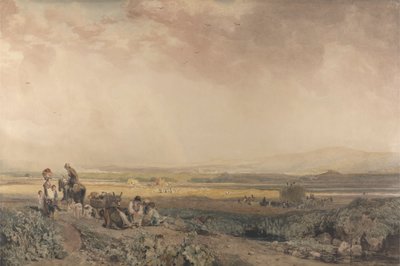 Erntearbeiter in Landschaft in Sussex von Peter DeWint