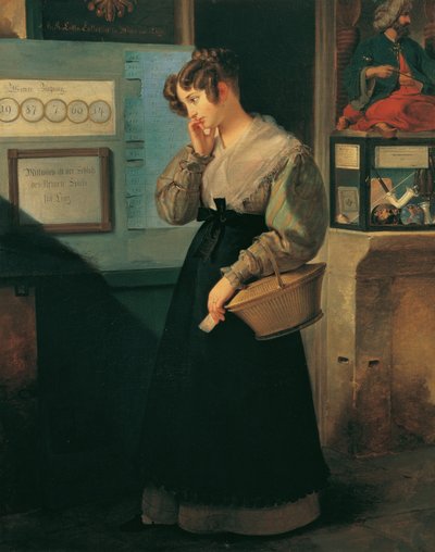 Mädchen vor dem Lotteriegewölbe von Peter Fendi